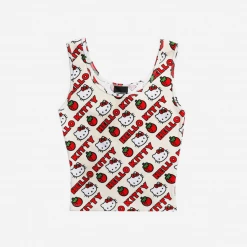 BIOWORLD Hello Kitty X Dumbgood Strawberry Crop Tank
