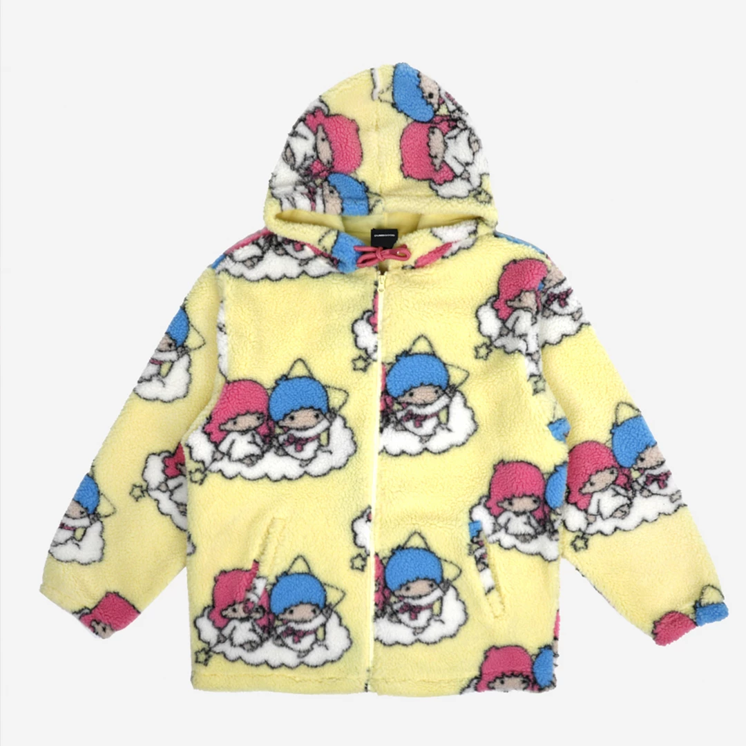 BIOWORLD LittleTwinStars X Dumbgood Sherpa Zip Hoodie Characters 3 BIOWORLD LittleTwinStars X Dumbgood Sherpa Zip Hoodie Characters