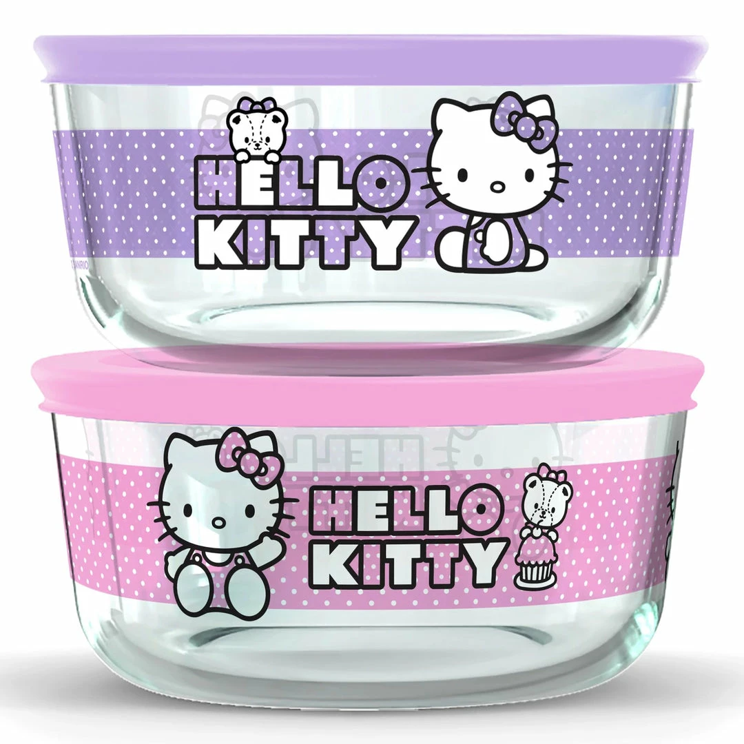 Instant Brands Hello Kitty X Pyrex Glass Storage Containers (Set Of 2) 3 Instant Brands Hello Kitty X Pyrex Glass Storage Containers (Set Of 2)