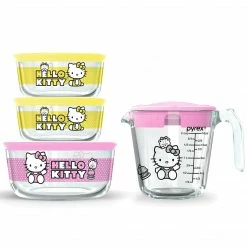 Instant Brands Hello Kitty X Pyrex Glass Storage Containers (Set Of 3) With Measuring Cup