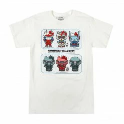BIOWORLD Hello Kitty X Gundam Love & Peace Tee Characters