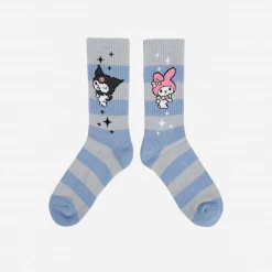 BIOWORLD Characters Kuromi & My Melody X Dumbgood Striped Socks