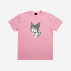 BIOWORLD Kuromi X Dumbgood Glitter Print Pink Tee
