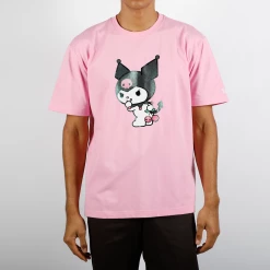 BIOWORLD Kuromi X Dumbgood Glitter Print Pink Tee